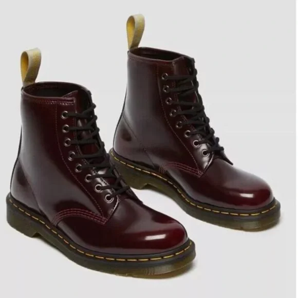 Vegan 1460 Dr. Martens Cherry Red Lace Up Boots - Picture 2 of 14